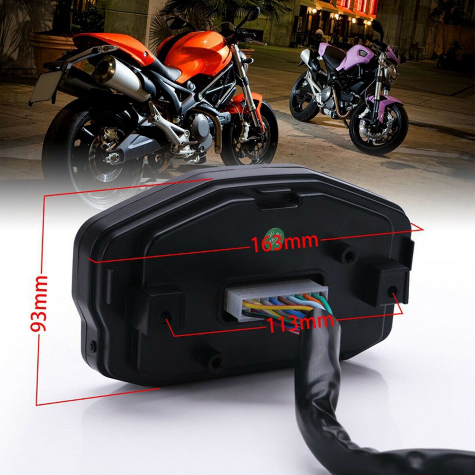 Motorcycle Speedometer LCD Digital Tachometer Odometer DC 8-12V Gauge Universal
