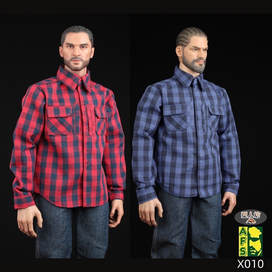 AFS 1:6 Blue Men’s Plaid Shirt Red or Blue