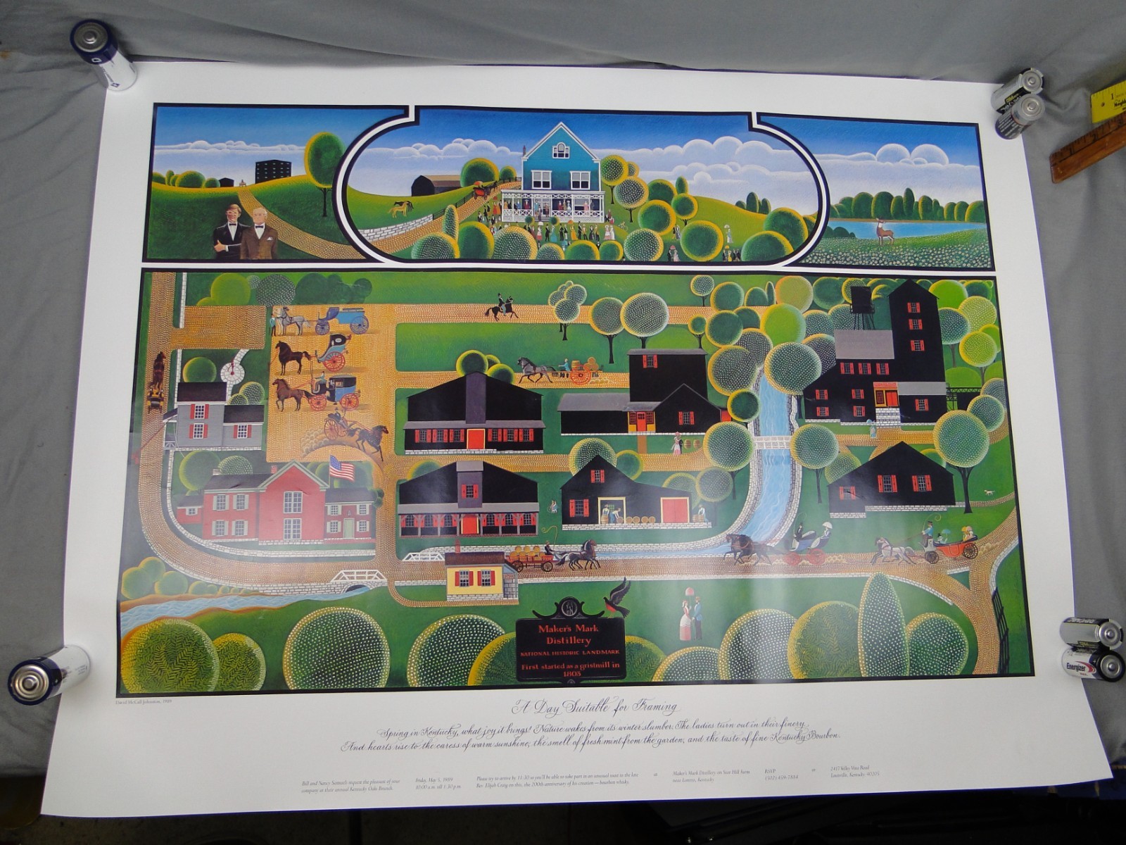Maker's Mark Bourbon Distillery David Johnston 1989 Lithograph and 2012 Poster