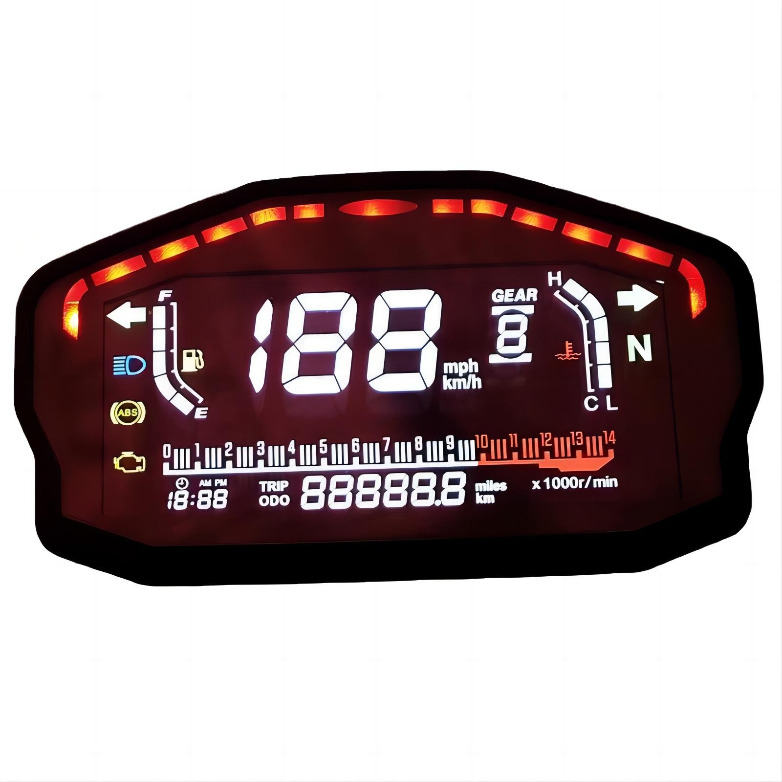 Motorcycle Odometer LCD Digital Tachometer KM/H MPH DC 8-12V Gauge Universal