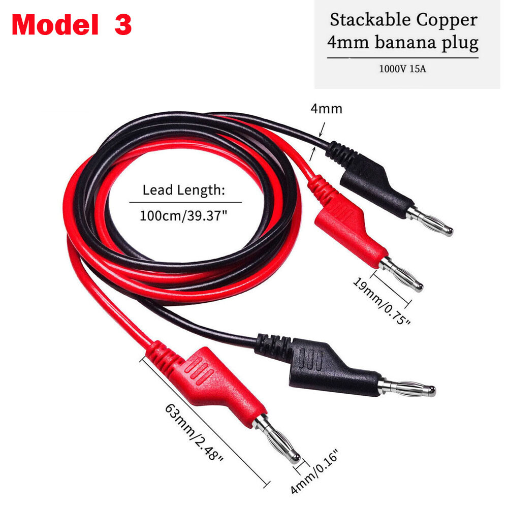 3.3FT 4mm Stackable Banana Plug Test Lead Kit & Alligator Clip & Back Probe NEW