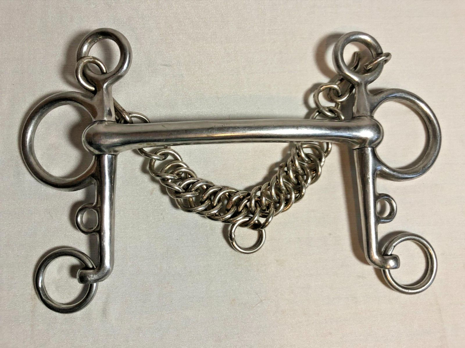 Short Shank Pelham Bit Stainless Horse Bit w/ Chain - 4.75" Mouth