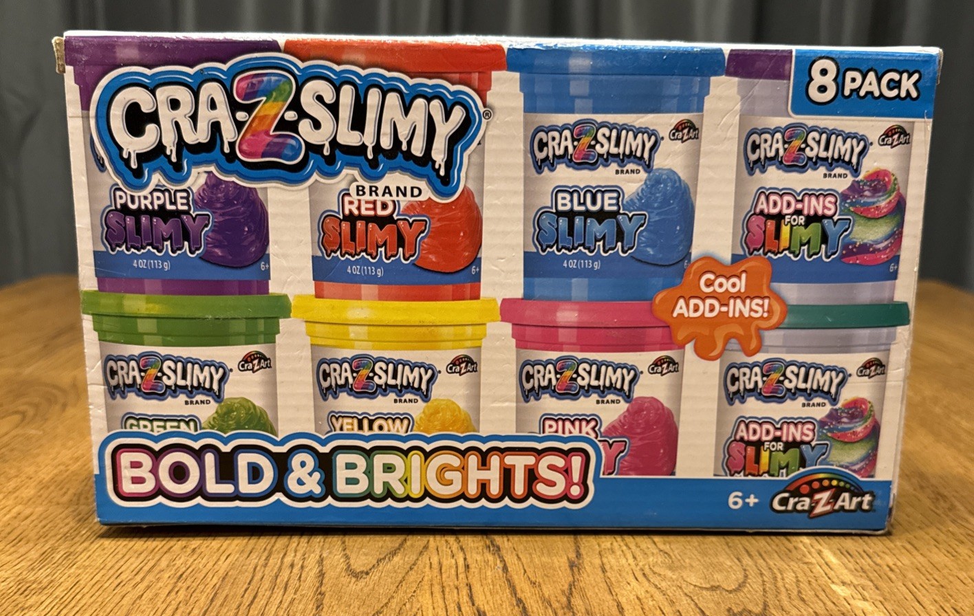 Cra-Z-Slimy BOLD AND BRIGHTS 8 Pack Slime With Cool Add Ins Kids Fun New