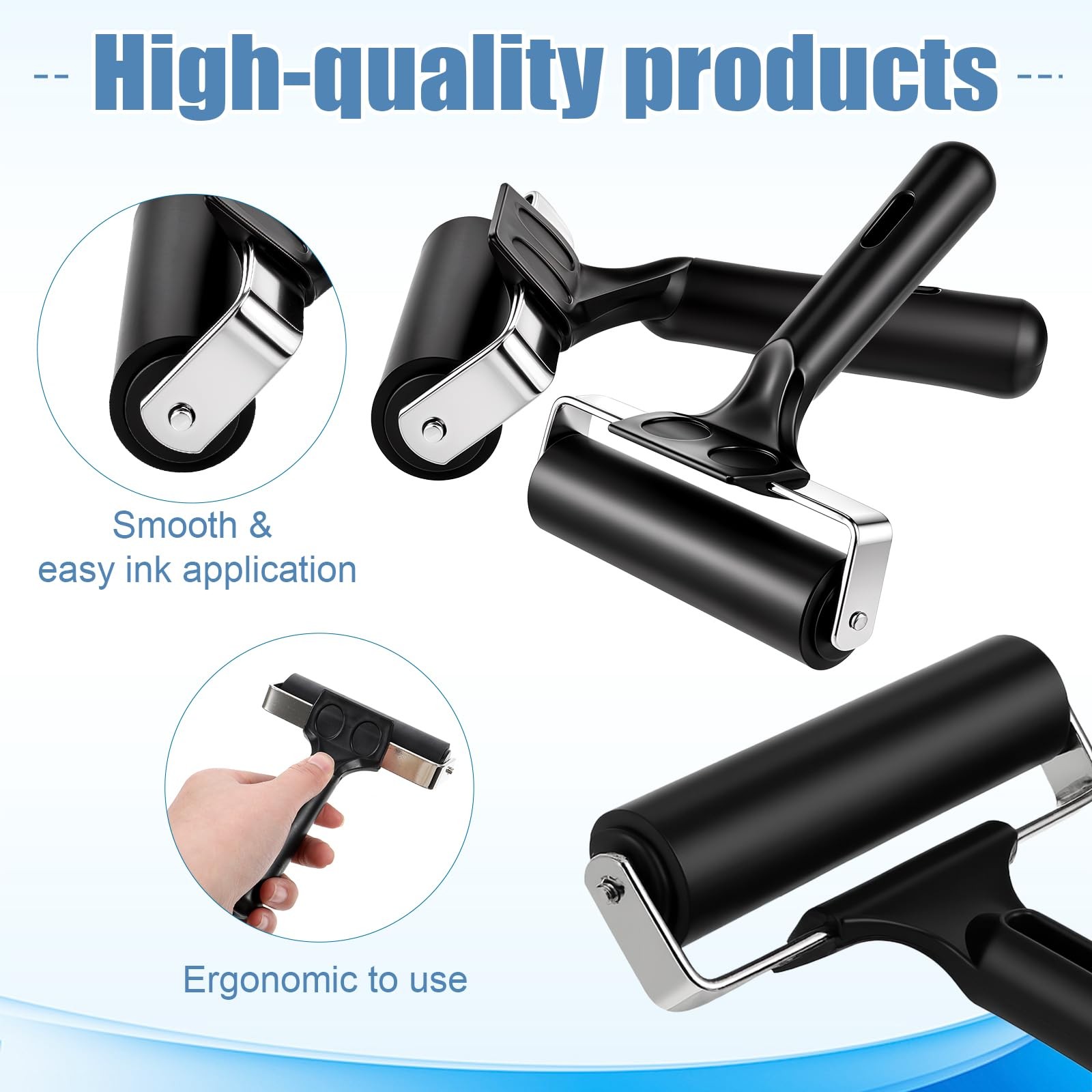 6 PCS 4 Inch Rubber Roller Brayer For Printmaking Inking Stamping Tool