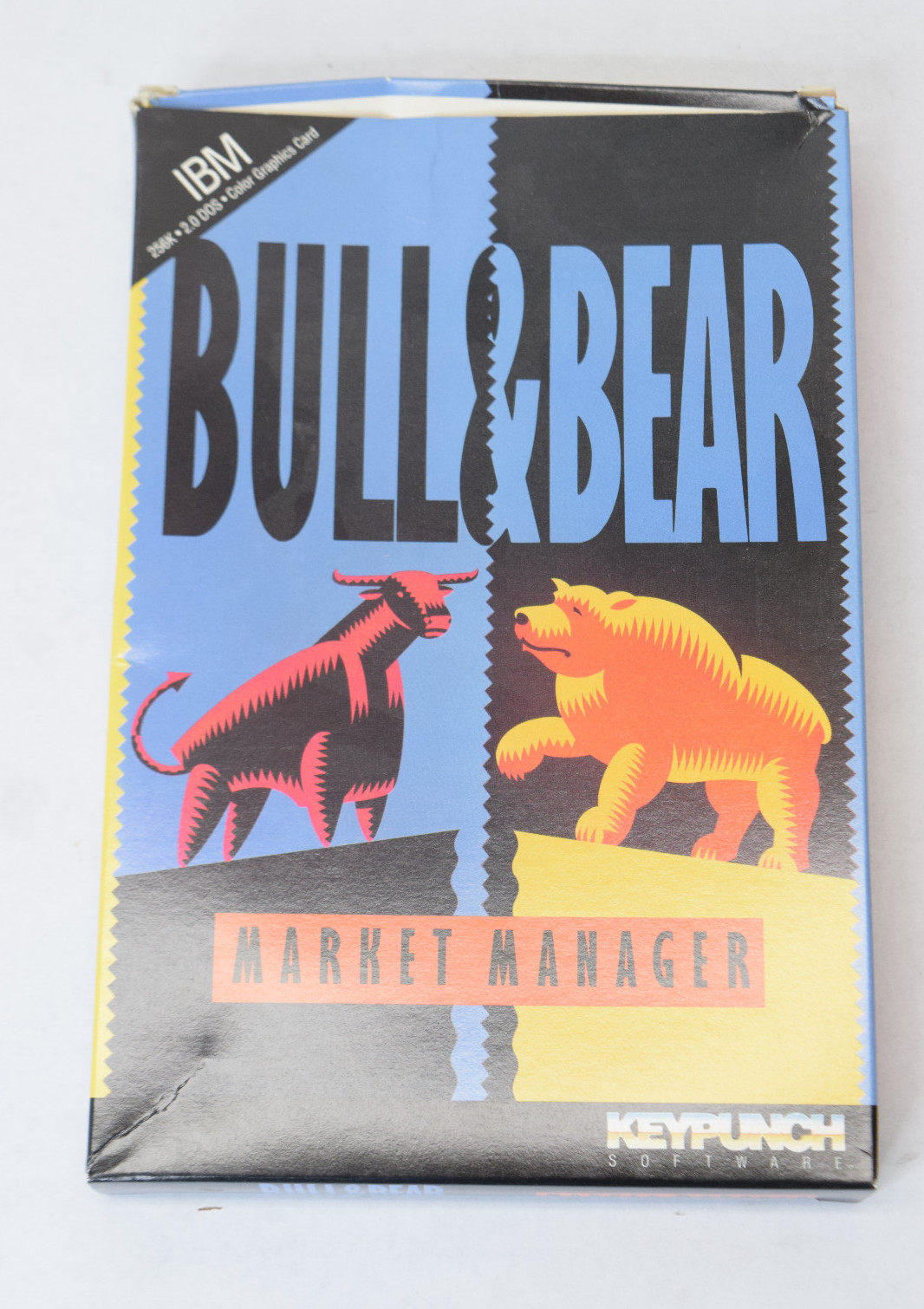 Bull & Bear Market Manager Keypunch Software 1989 5.25" Floppy Small Box PC DOS