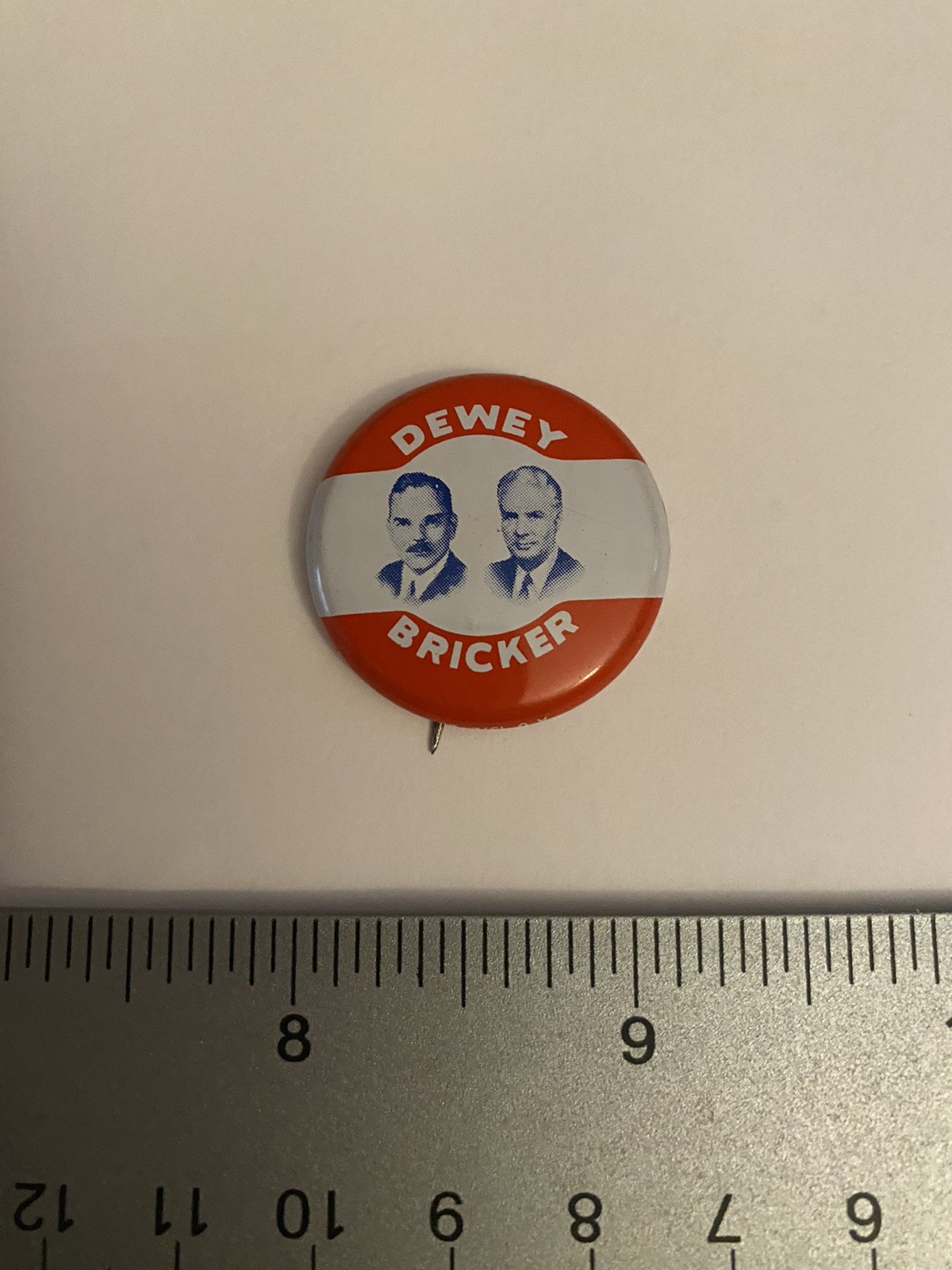 Dewey Bricker Pin Back Button P138
