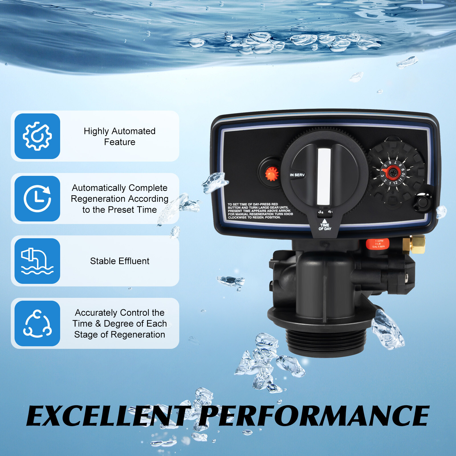 Automatic Fleck 5600 12 Day Control Timer Valve For Water Filter Softener Resin