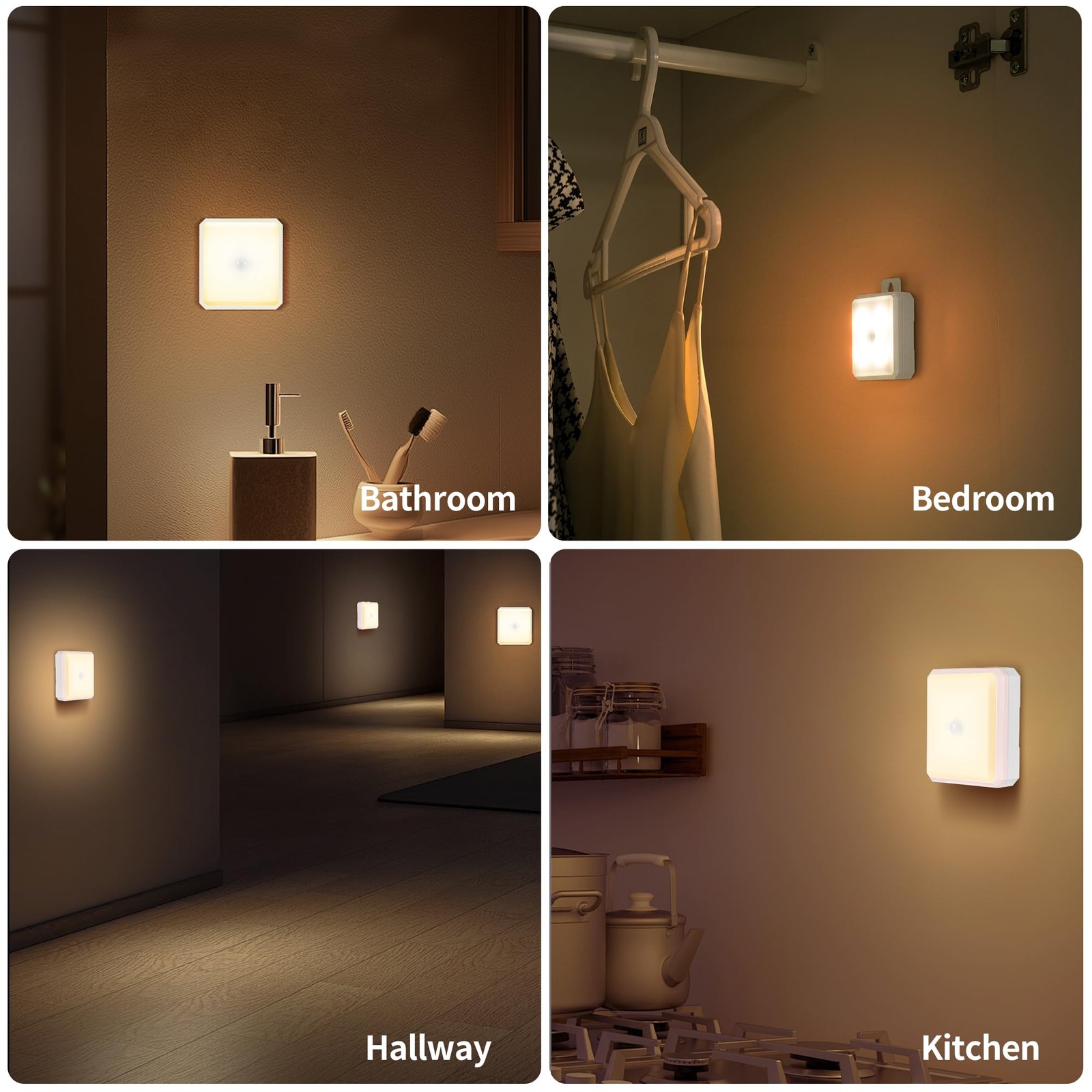 3-Pack Motion Sensor Night Light Cordless Battery Powered Under Cabinet