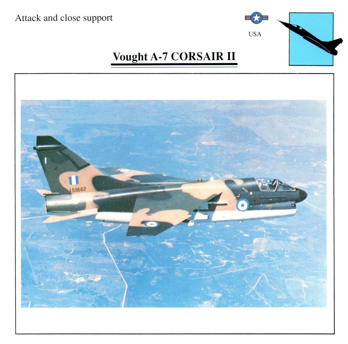 Vought A-7 Corsair II Edito Service Warplane Air Military Card USA