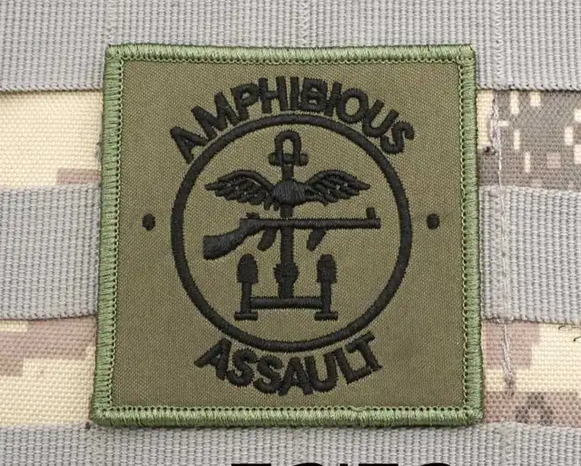 FABULOUS ROYAL MARINES COMMANDO AMPHIBIOUS ASSAULT EMBROIDERED IRON-ON PATCH...