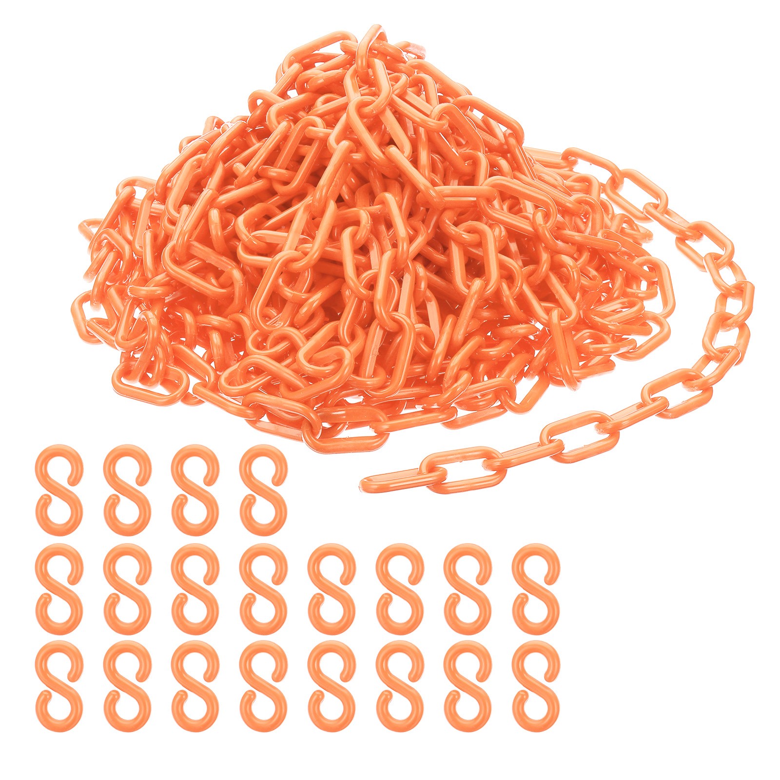 Plastic Chain Links, 45 Foot Safety Chains, Orange Chains Barriers,6mm