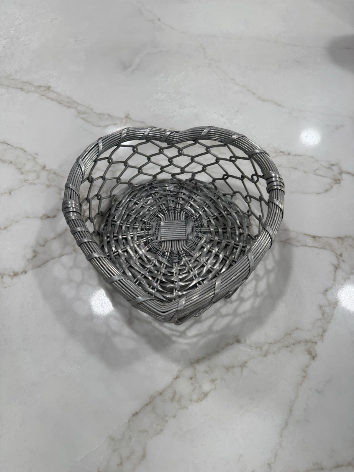 Aluminum Woven Metal Heart Shaped Basket