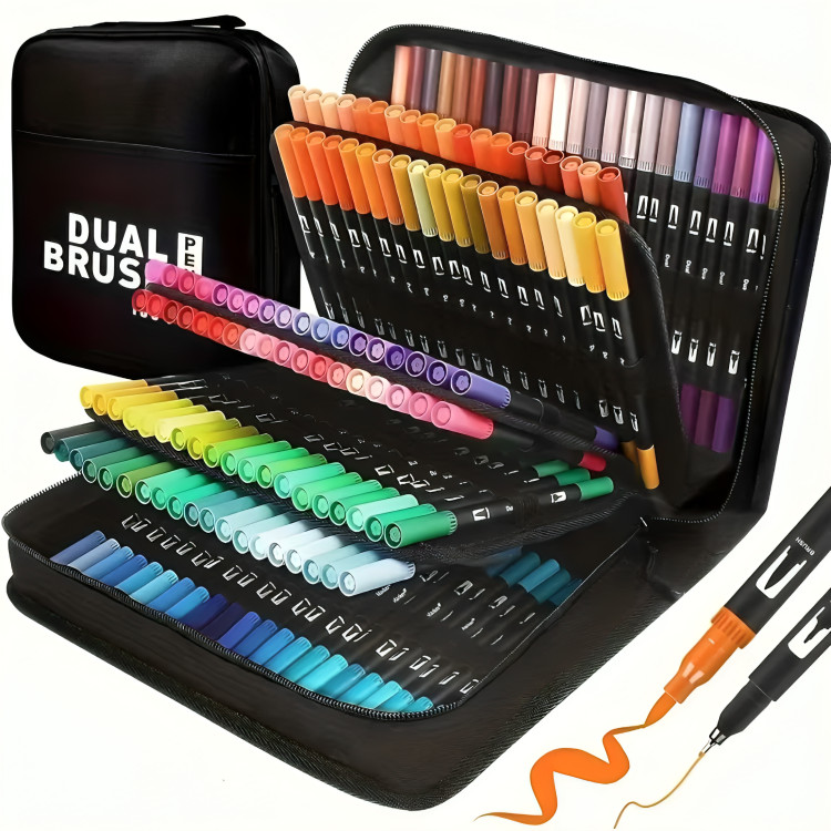Vibrant Double Ended Watercolour Markers Art Set for Drawing&Crafts