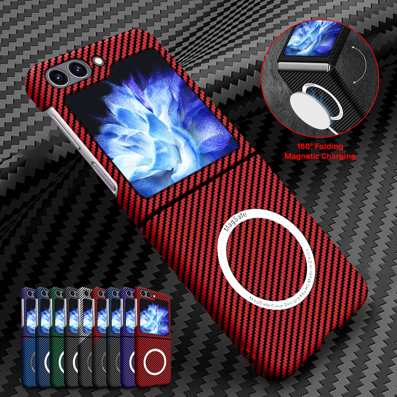 Magnetic Carbon Fiber Slim Case For Samsung Galaxy Z Flip 6 Flip 5 Flip 4 Flip 3