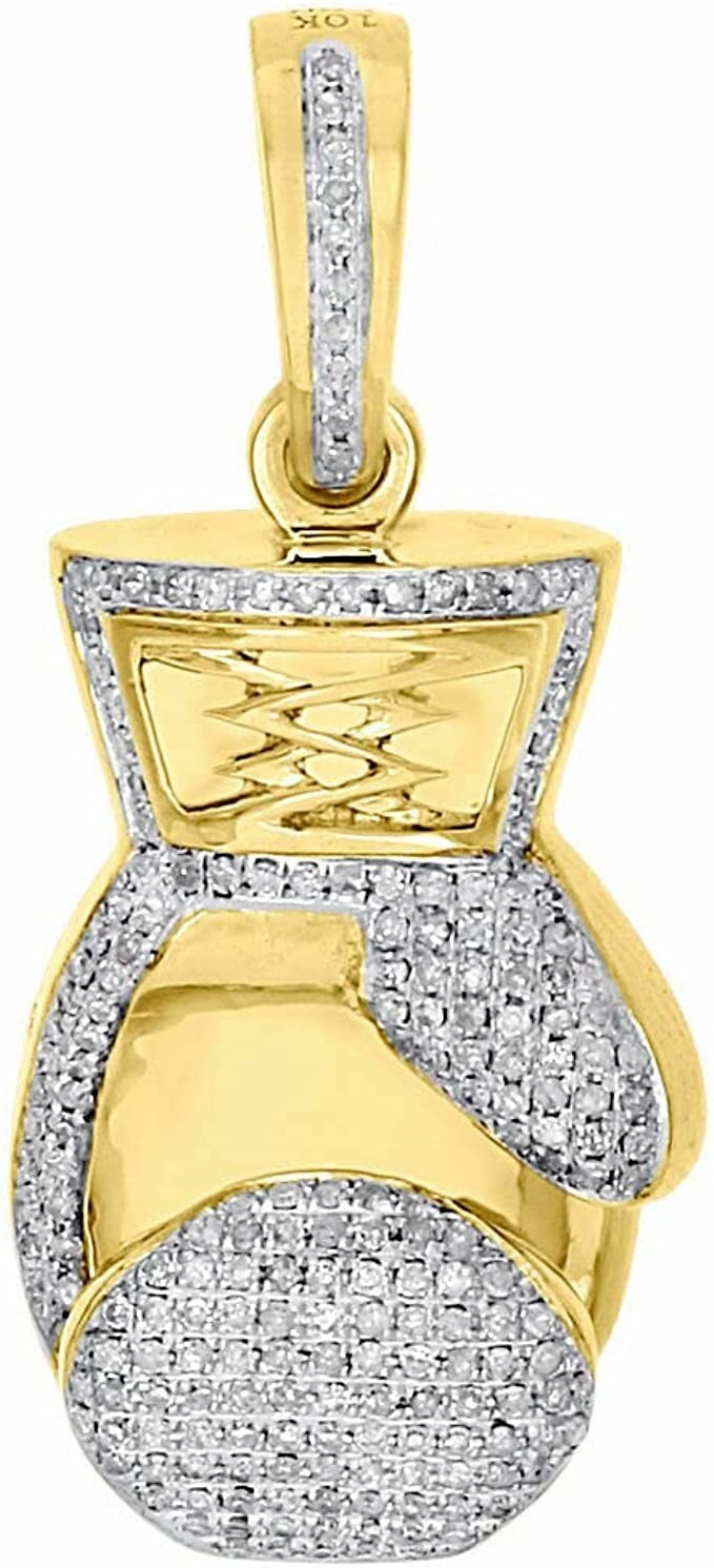 1 CT Moissanite 14K Yellow Gold Plated Silver Men's Boxing Glove Charm Pendant