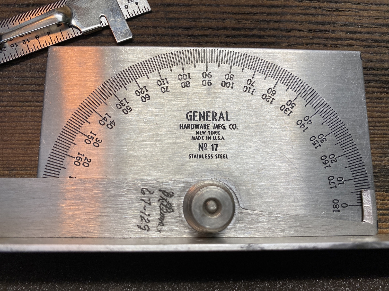 GENERAL HARDWARE MACHINISTS PROTRACTOR , CALIPER, POCKET RULER, 3 PC SET - Nice