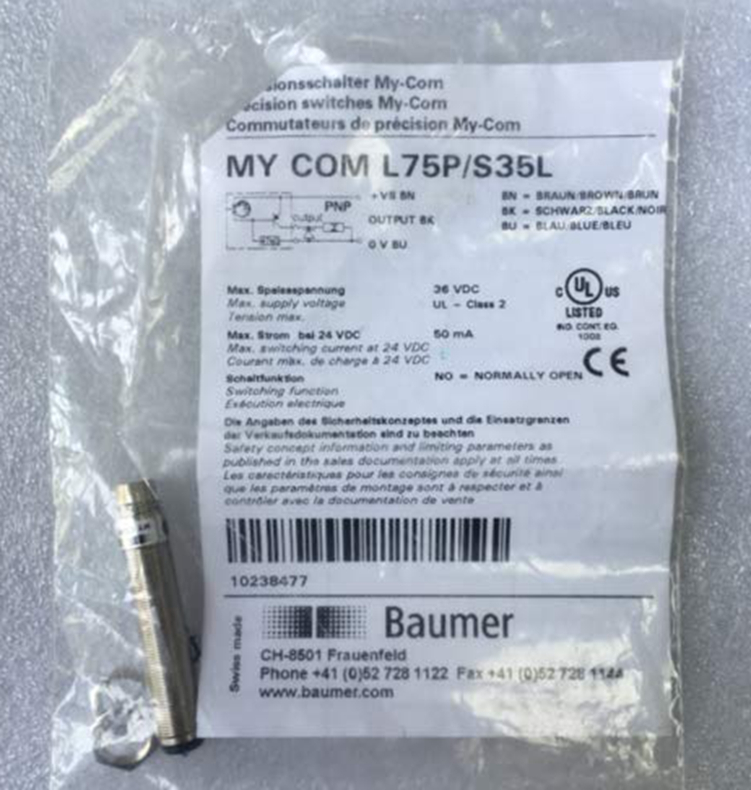 NEW BAUMER L75P/S35L Proximity Switches