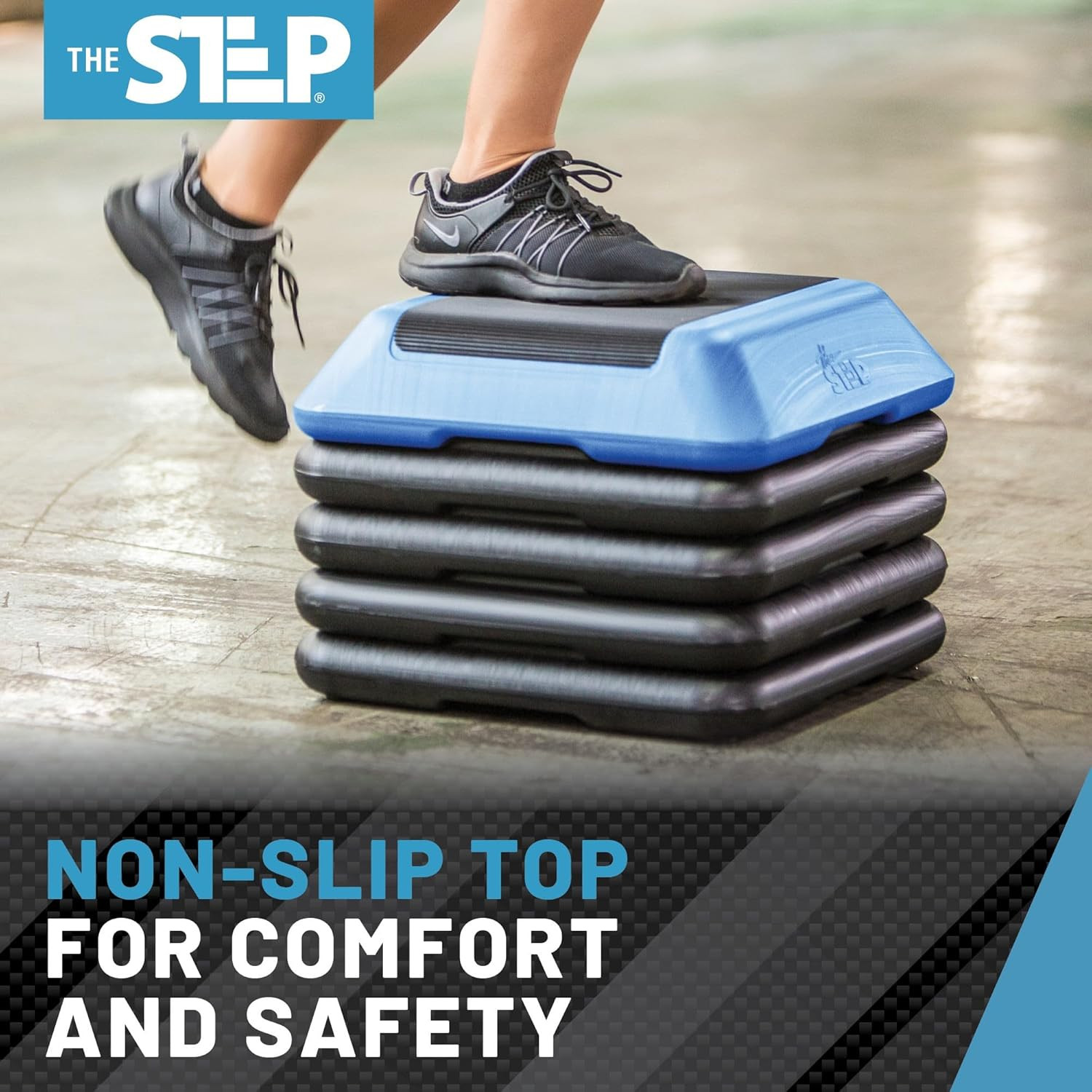 The Step Adjustable High Step Aerobic Platform with 4 Risers, Home Gym Workout E