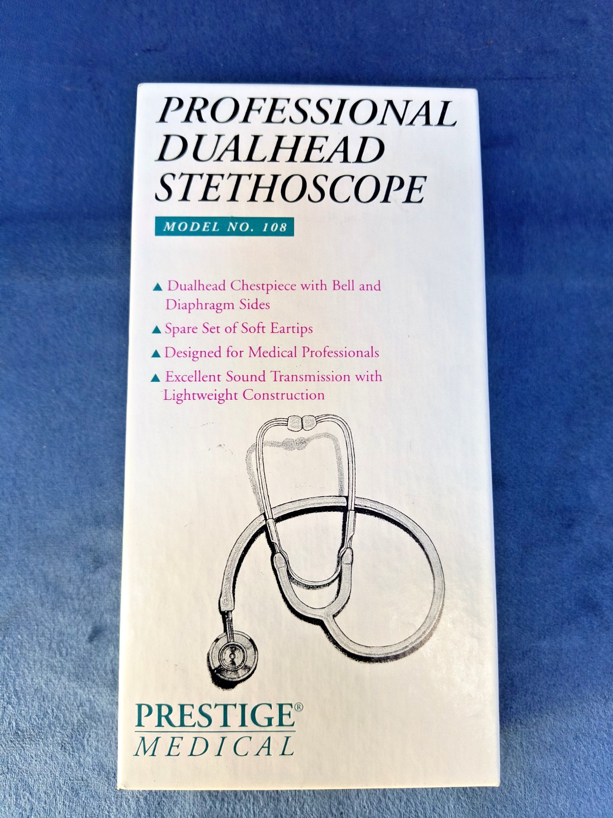 PRESTIGE MEDICAL Dual Head Stethoscope - Black - Model # 108 - NEW