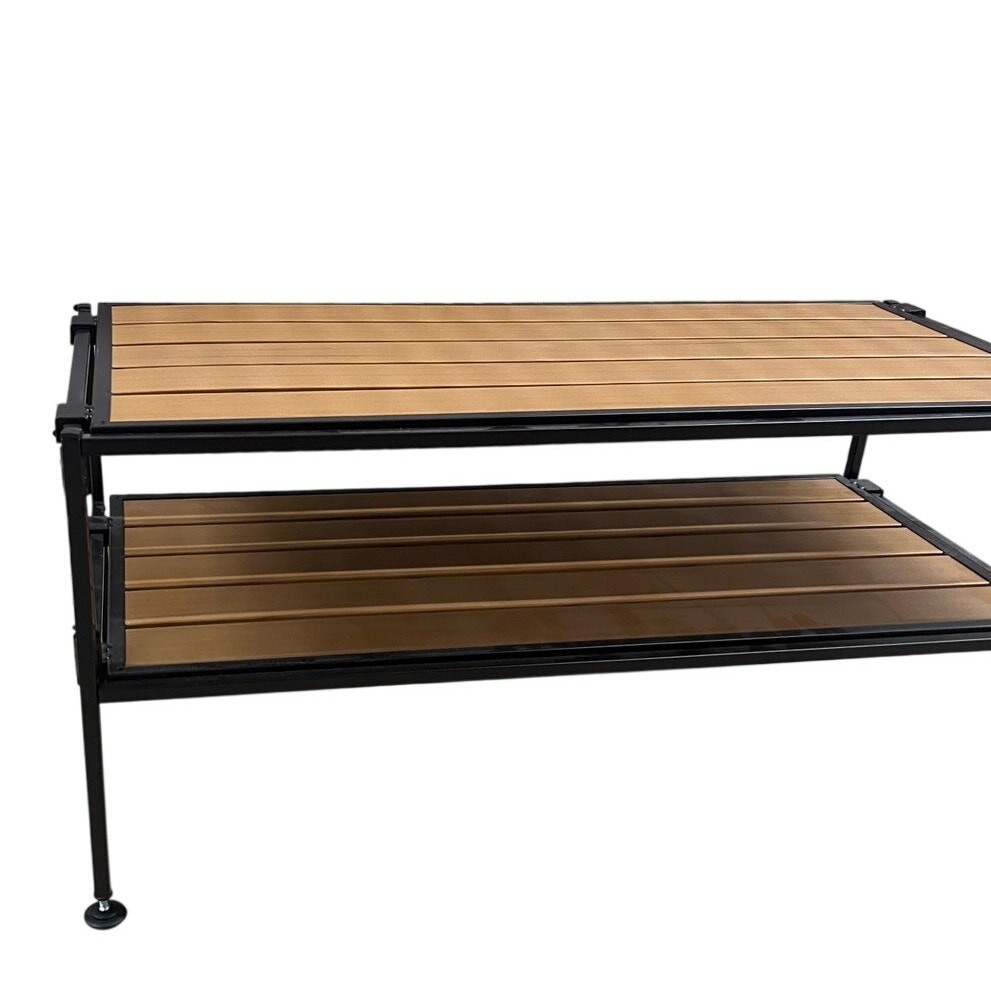 Folding 2-Tier Shoe Rack Entryway Bench Shelf