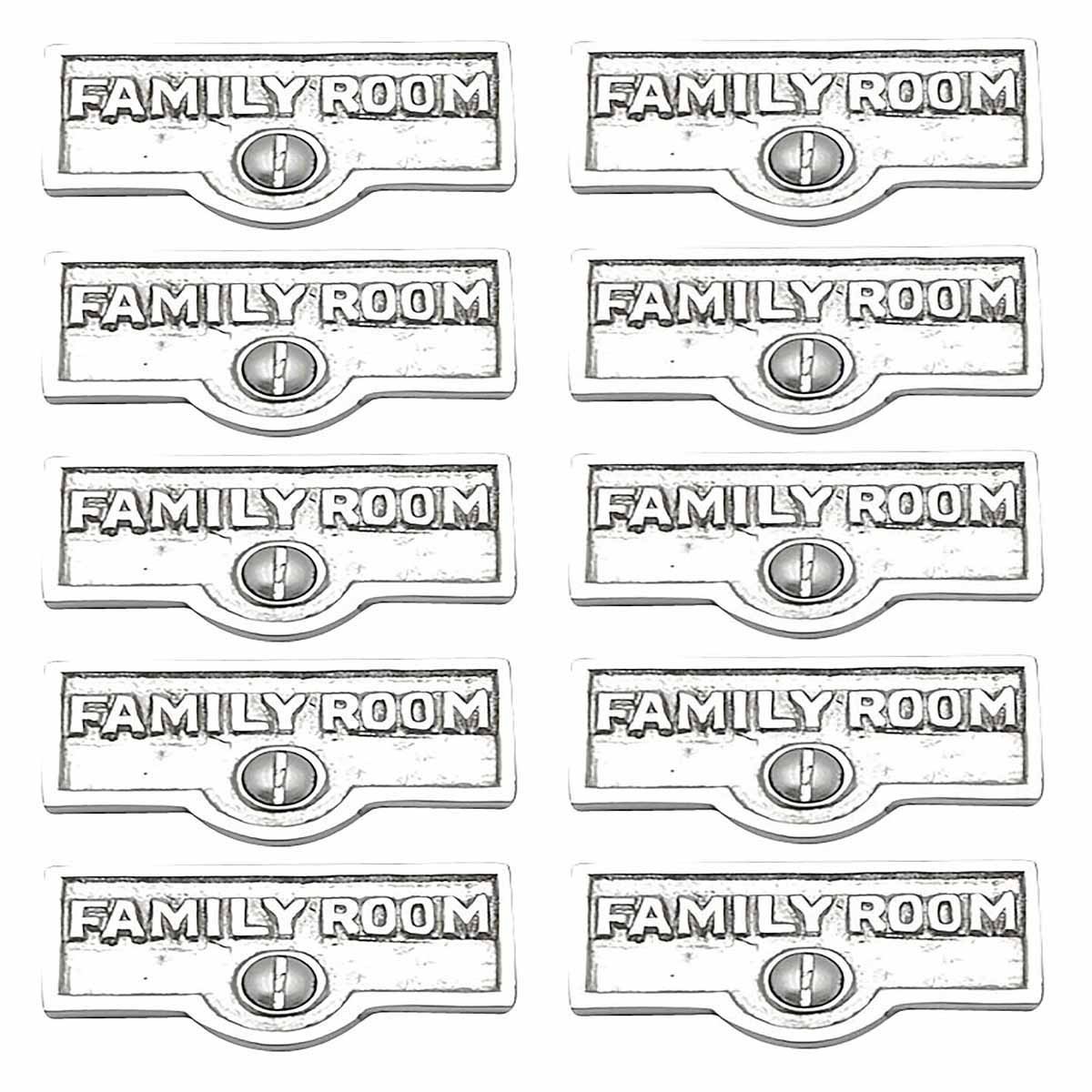 10 Switch Plate Tags FAMILY ROOM Name Signs Label Chrome Brass | Renovator's Su
