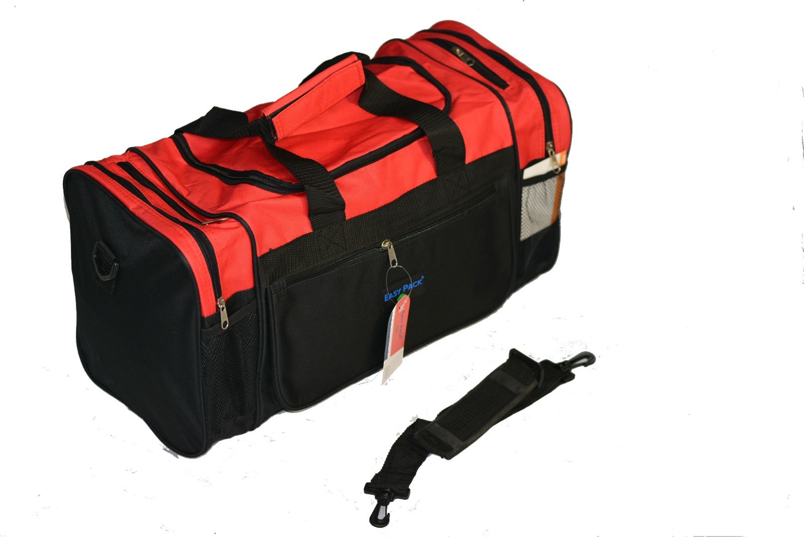 20” Duffle Bag Zippered  Suitcase Pocket Sport Luggage Straps RED 40 Lb NEW