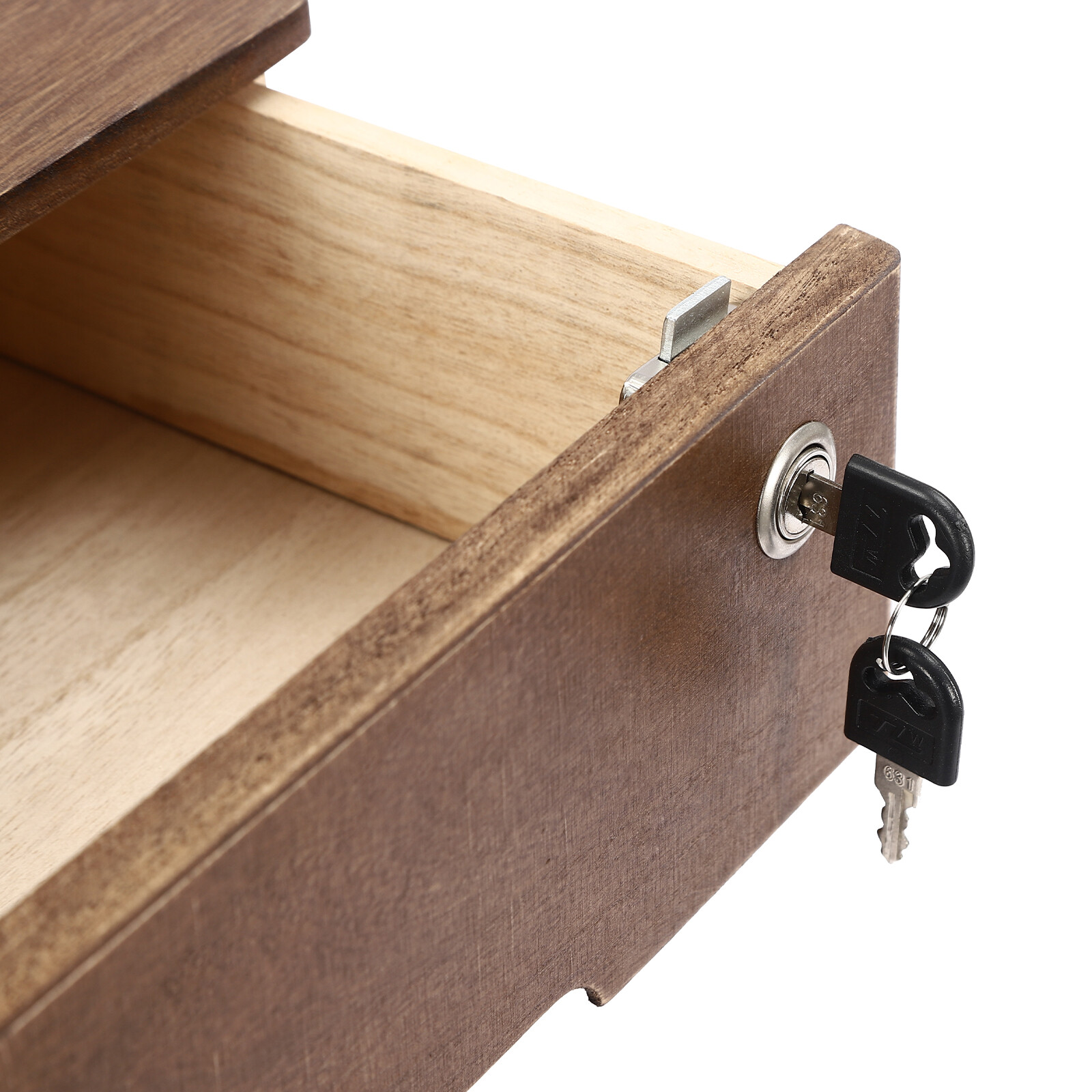 Walnut Desktop Storage Cabinet with 3 Lockable Drawers for Organized Workspaces