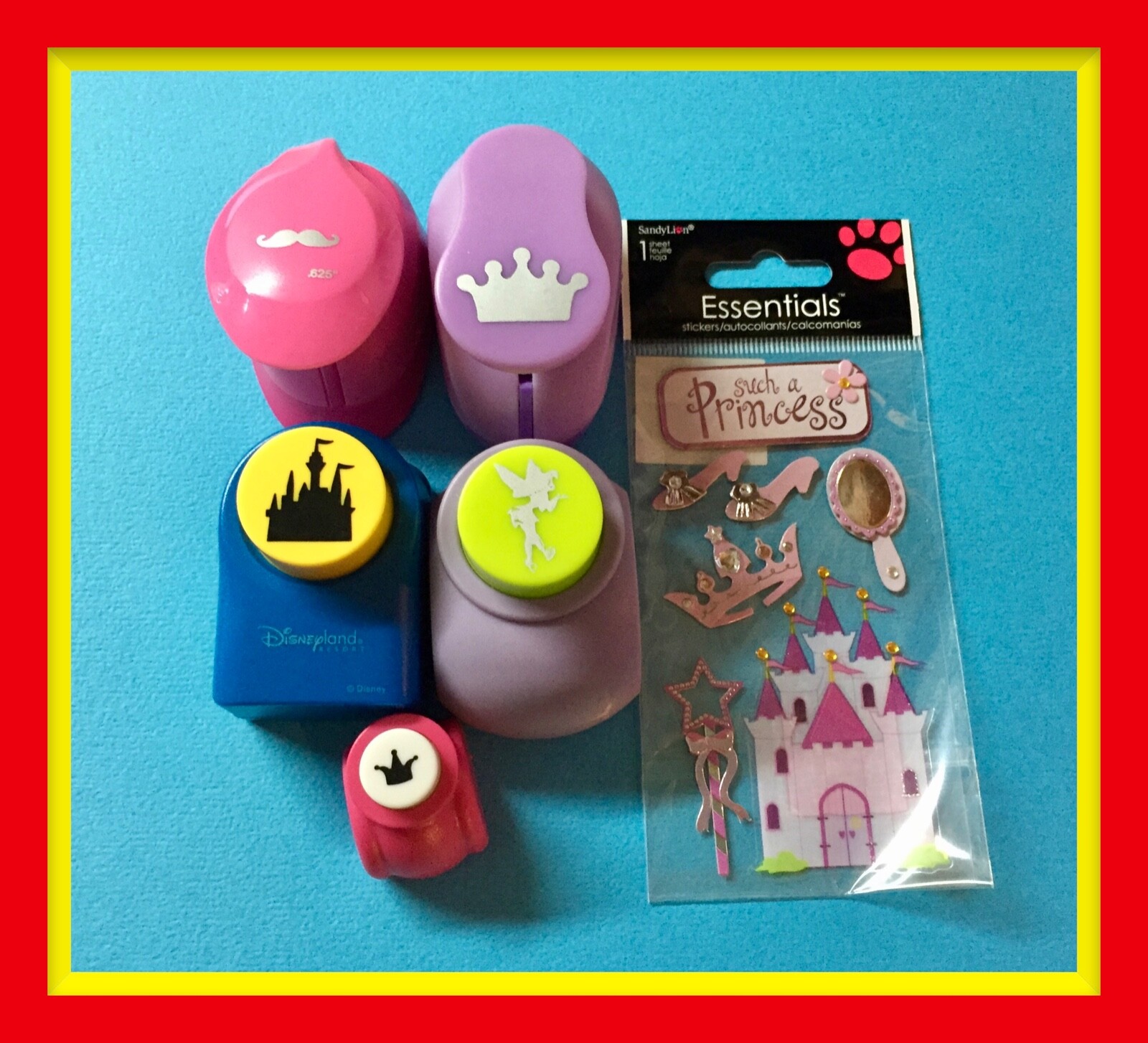 Disney Punches TINKER BELL & CASTLE Plus 3 bonus punches and PRINCESS Stickers!!