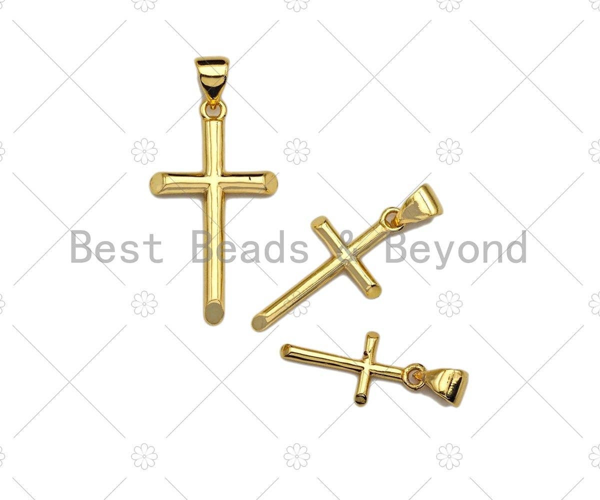 18k Gold Plated Cross Shape Charms, Gold Cross Charms, LK148