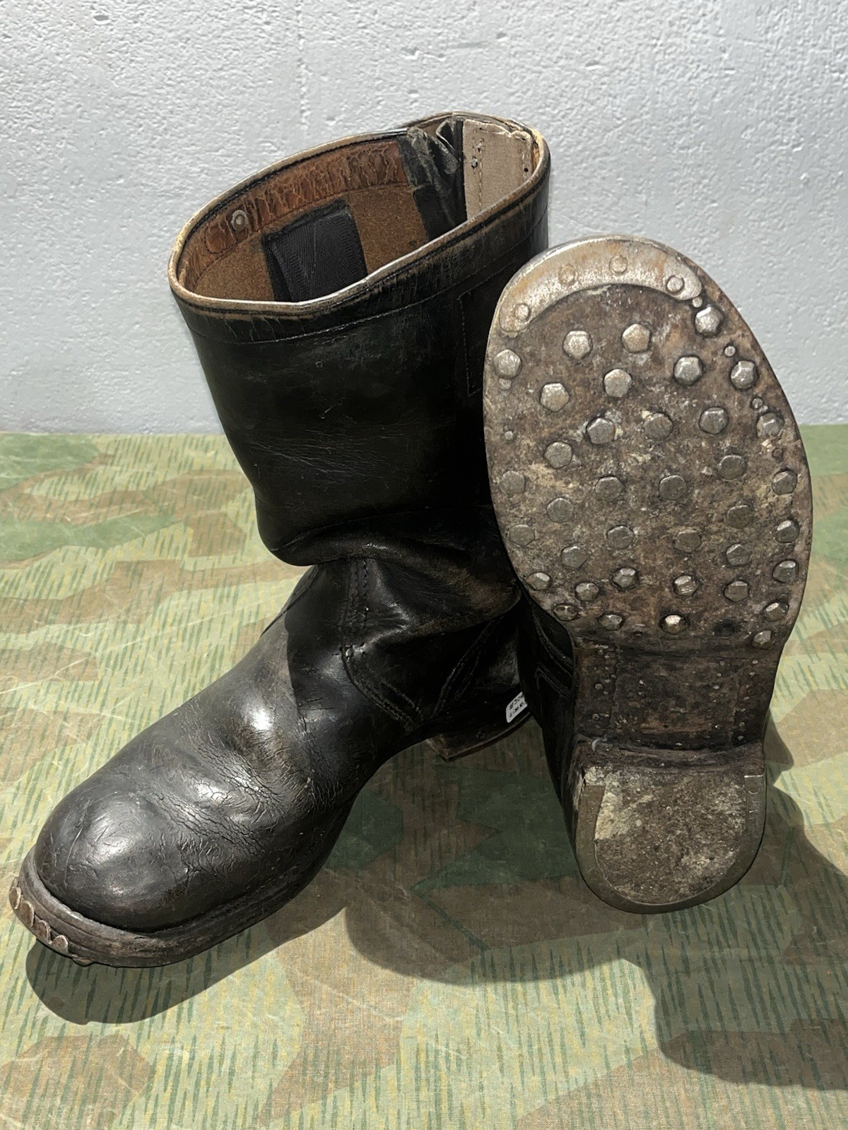 Size 10.5 WW2 German Original Uniform Marching / Combat Jack Boots w/ Hobnails