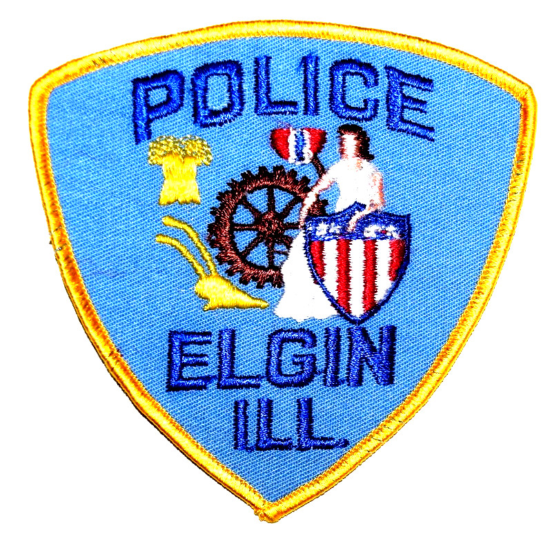 ELGIN – POLICE -ILLINOIS IL Police Patch SHIPS WHEEL PLOW CREST VINTAGE OLD MESH
