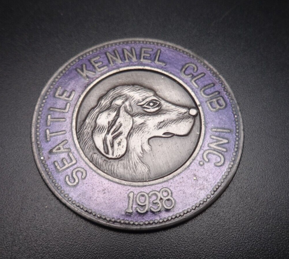 1938 Seattle Kennel Club Washington WA Dog Shows Enamel Medal Token