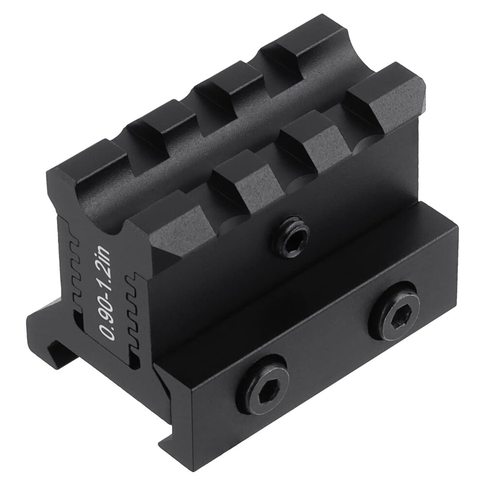 Picatinny Riser Mount Adjustable Height 0.9-1.2in Lockdown Series 3 Slots Raise