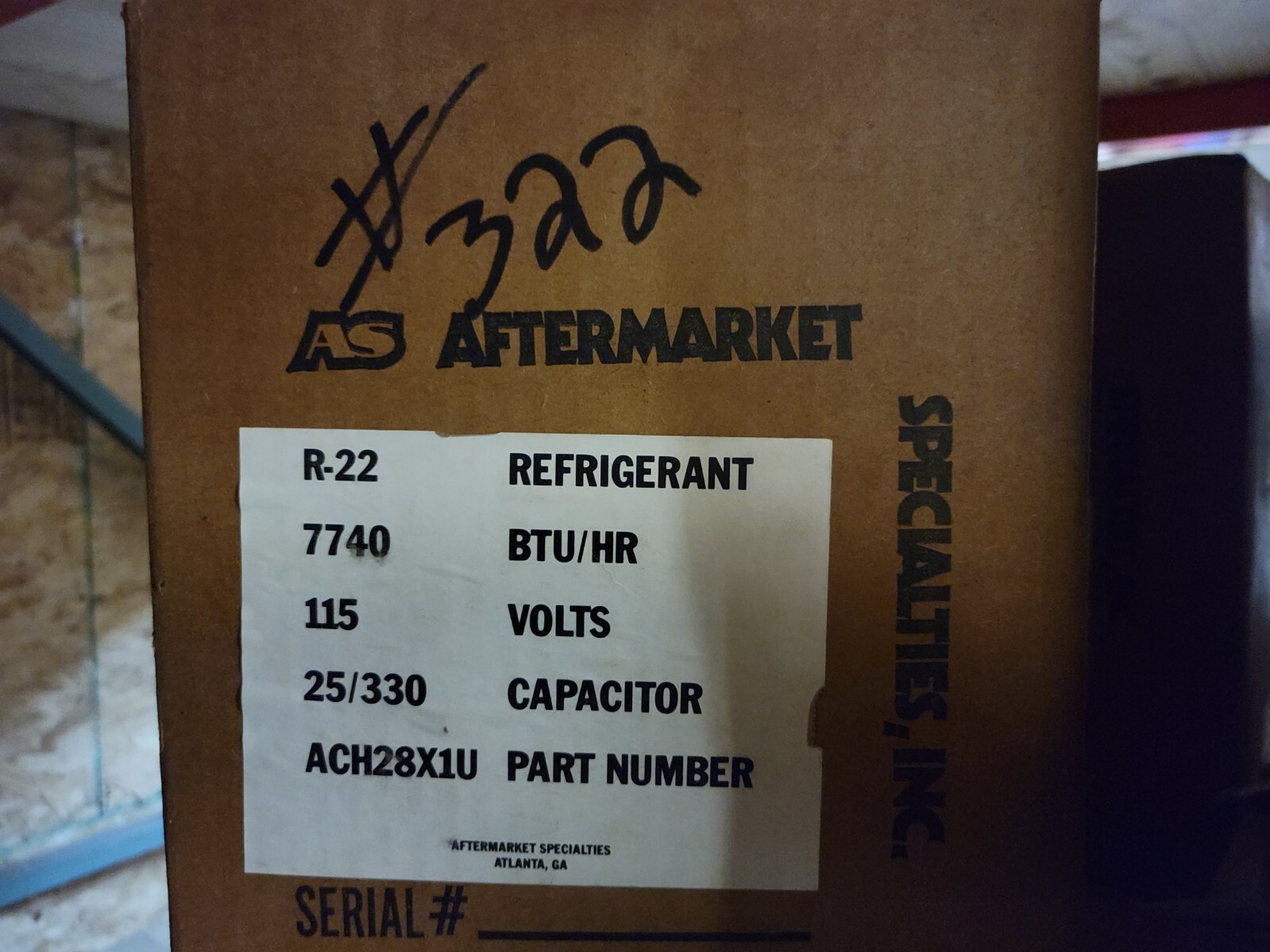 MATSUSHITA ROTARY COMPRESSOR AFTERMARKET SPECIALTIES ACH28X1U R22 7740 BTU