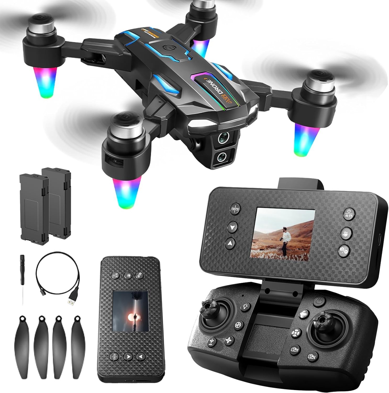 A22 Drone with Screen Controller SD card, 2 batteries