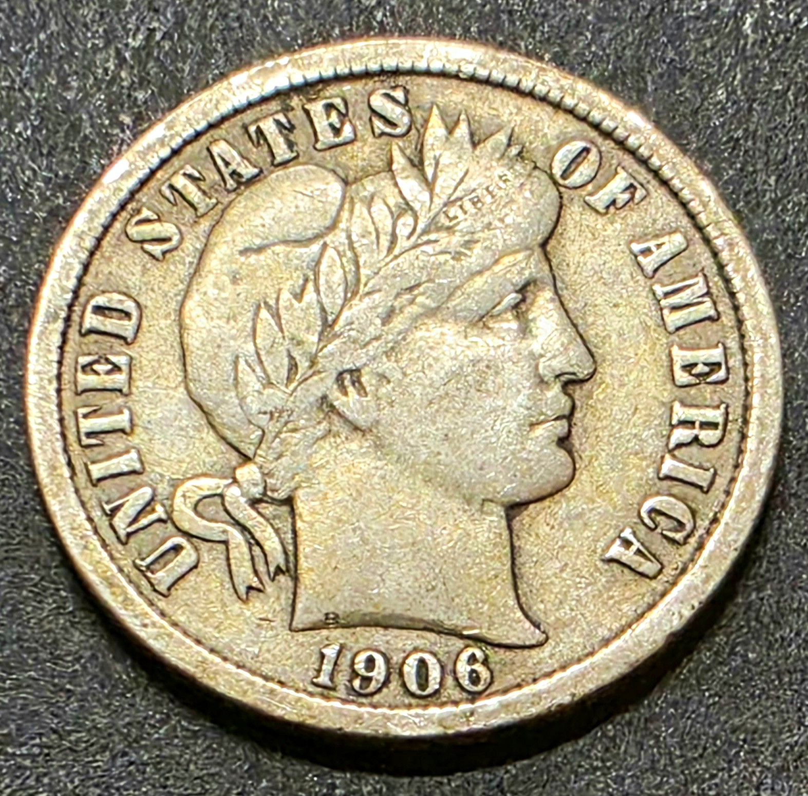 1906 Barber Liberty Dime 10C Philadelphia 90% Silver Business Strike KM#113