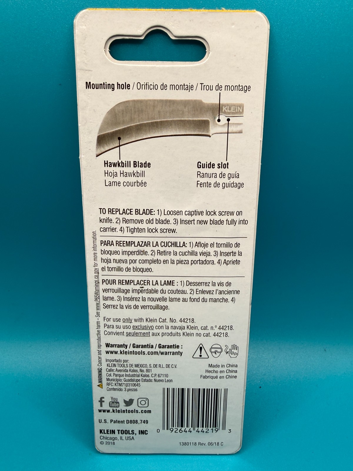 Klein Tools 44219, Replacement Hawkbill Blade for 44218 3-Pack