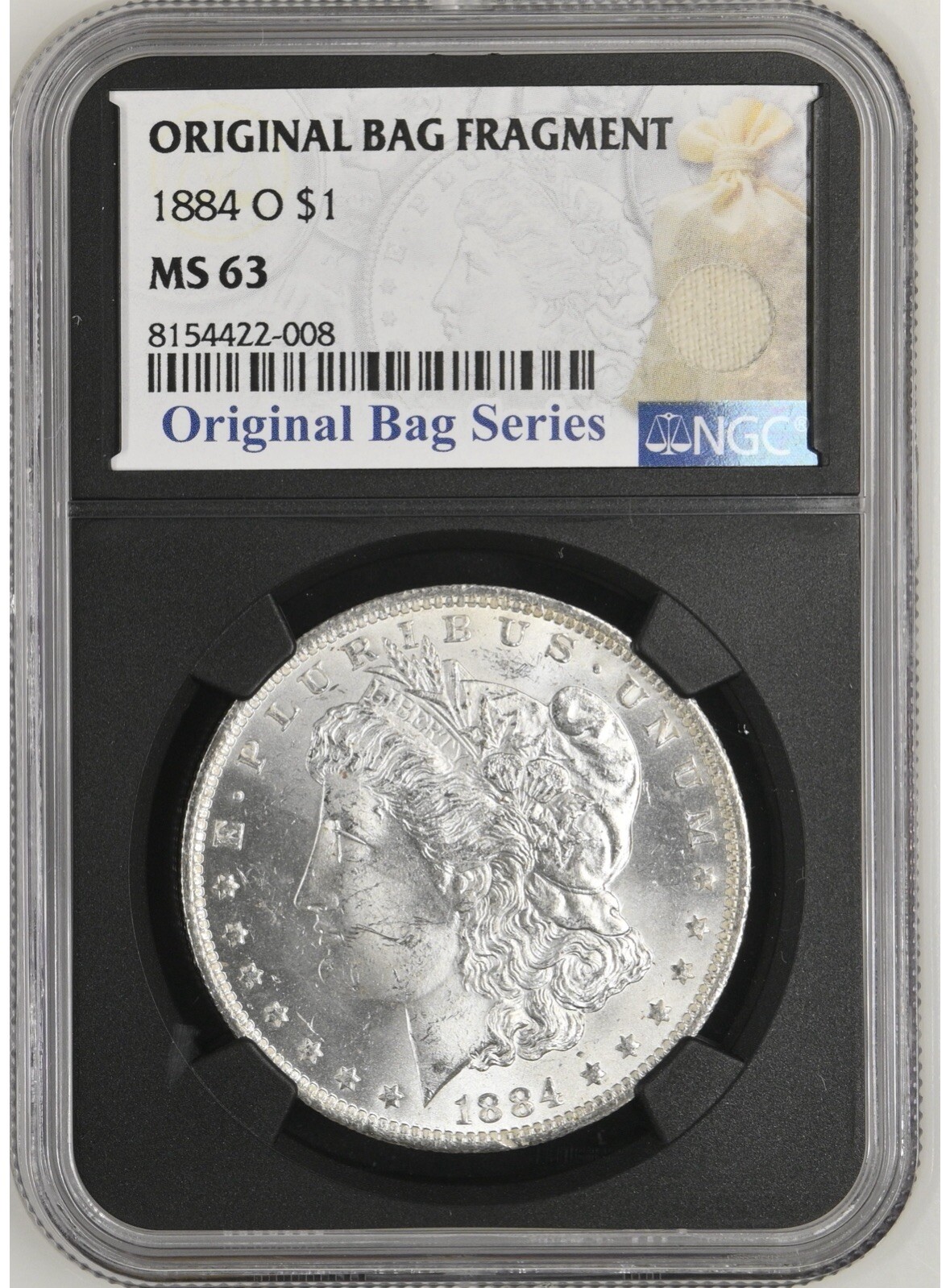 1884 O $1 Morgan Silver Dollar - Original Bag Fragment - NGC MS63