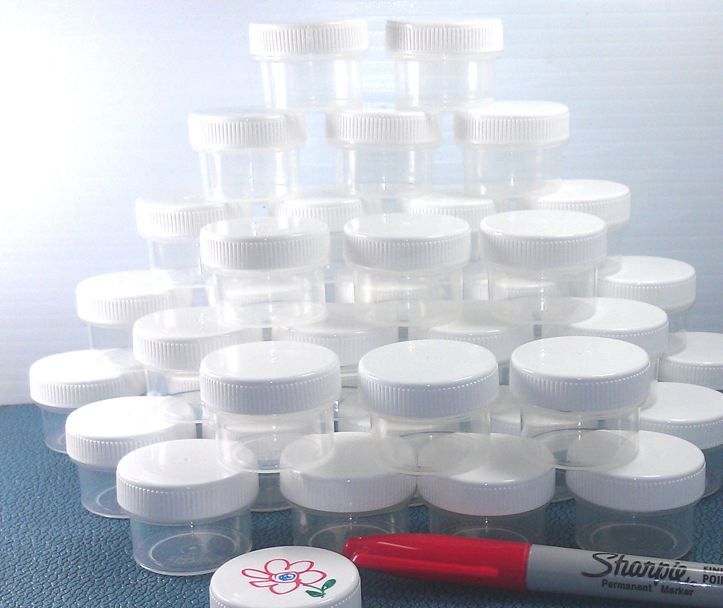 20 Plastic Jars White Screw Caps 1 Tblsp 1/2oz Container Lip Gloss 3803 DecoJars