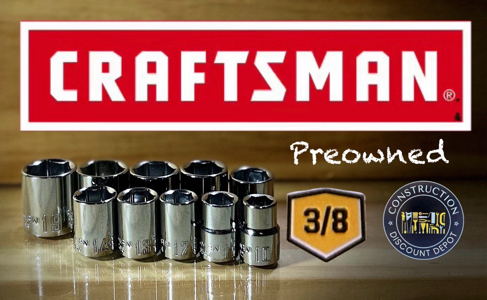 Used Craftsman  10 Piece 3/8" Drive 6 Point Metric Socket Shallow Set