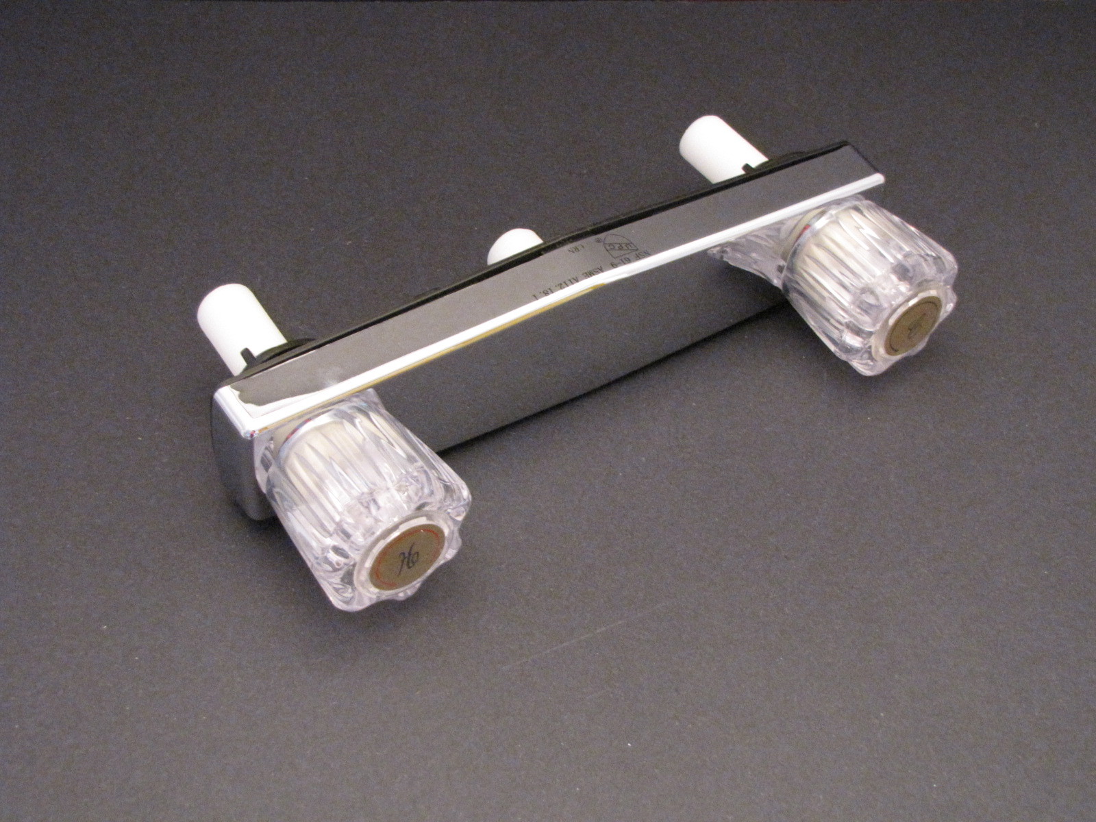 Mobile Home RV Shower Faucet. 2 Valve. Chrome. 8" on center valves