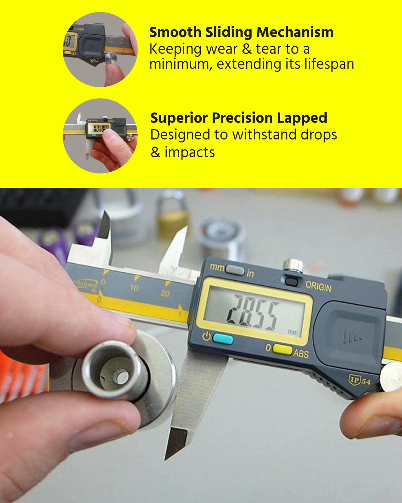 iGAGING Absolute Origin 0-6" Digital Caliper, IP54 Stainless Steel,