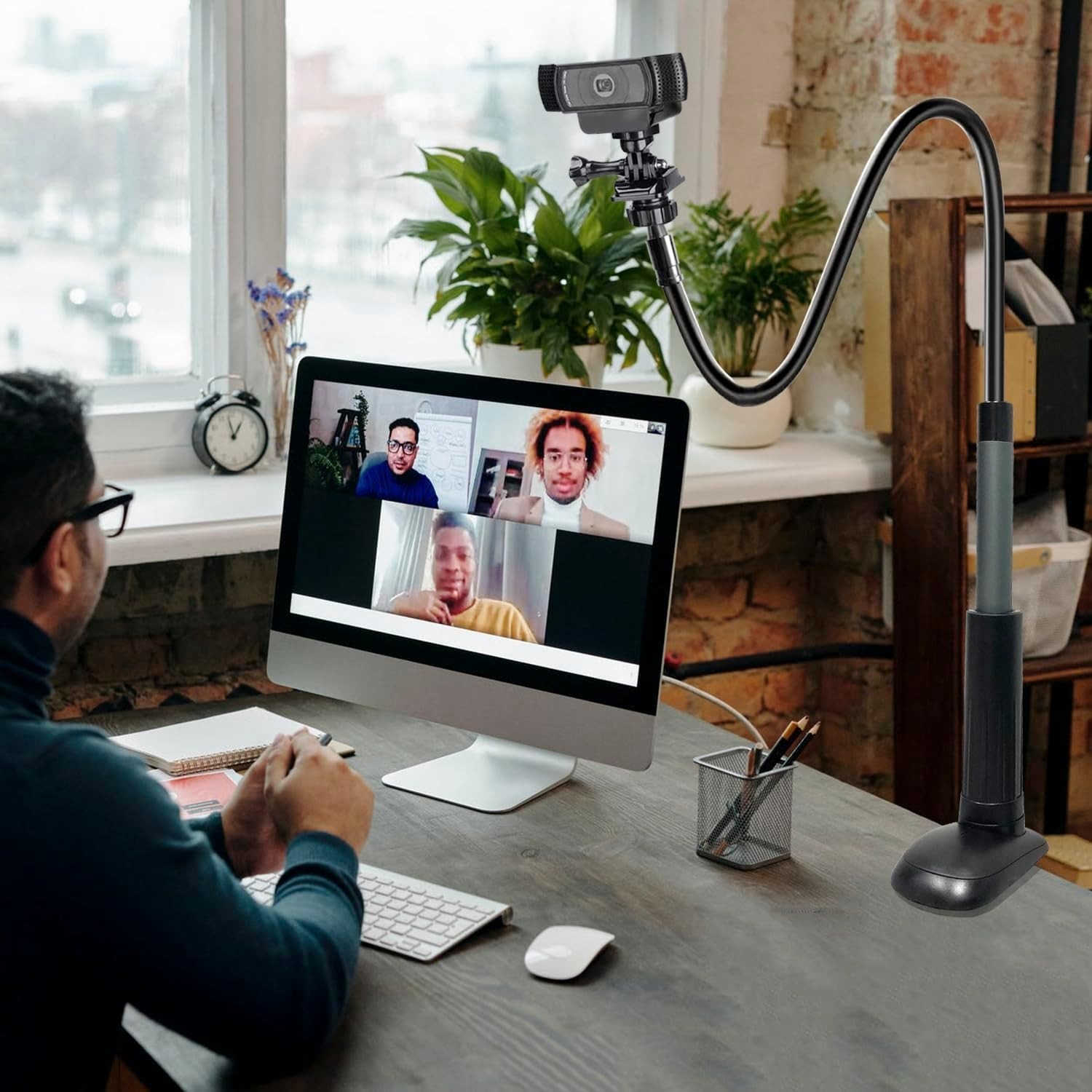 30 Inch Webcam Stand Camera Mount, Upgraded Thick Base Flexible Gooseneck Camera