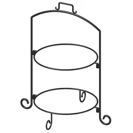 ITI WR-142 Square Plate Stand, Blk, Iron, 2 Tier, 14In