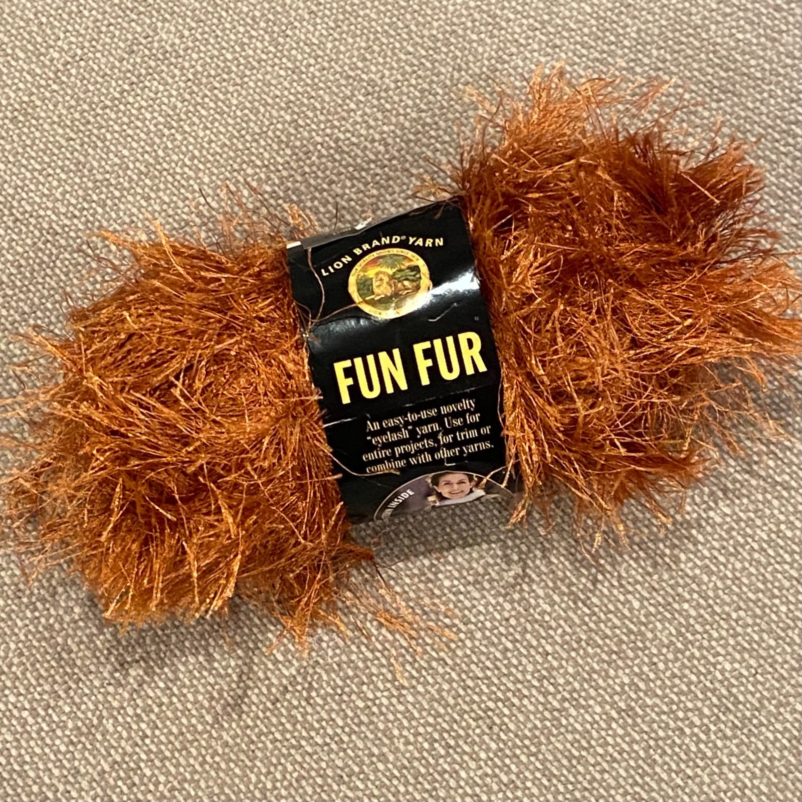 Lion Brand Fun Fur Eyelash Yarn 1.25 oz/60 Yd Lot#9877 Copper NEW