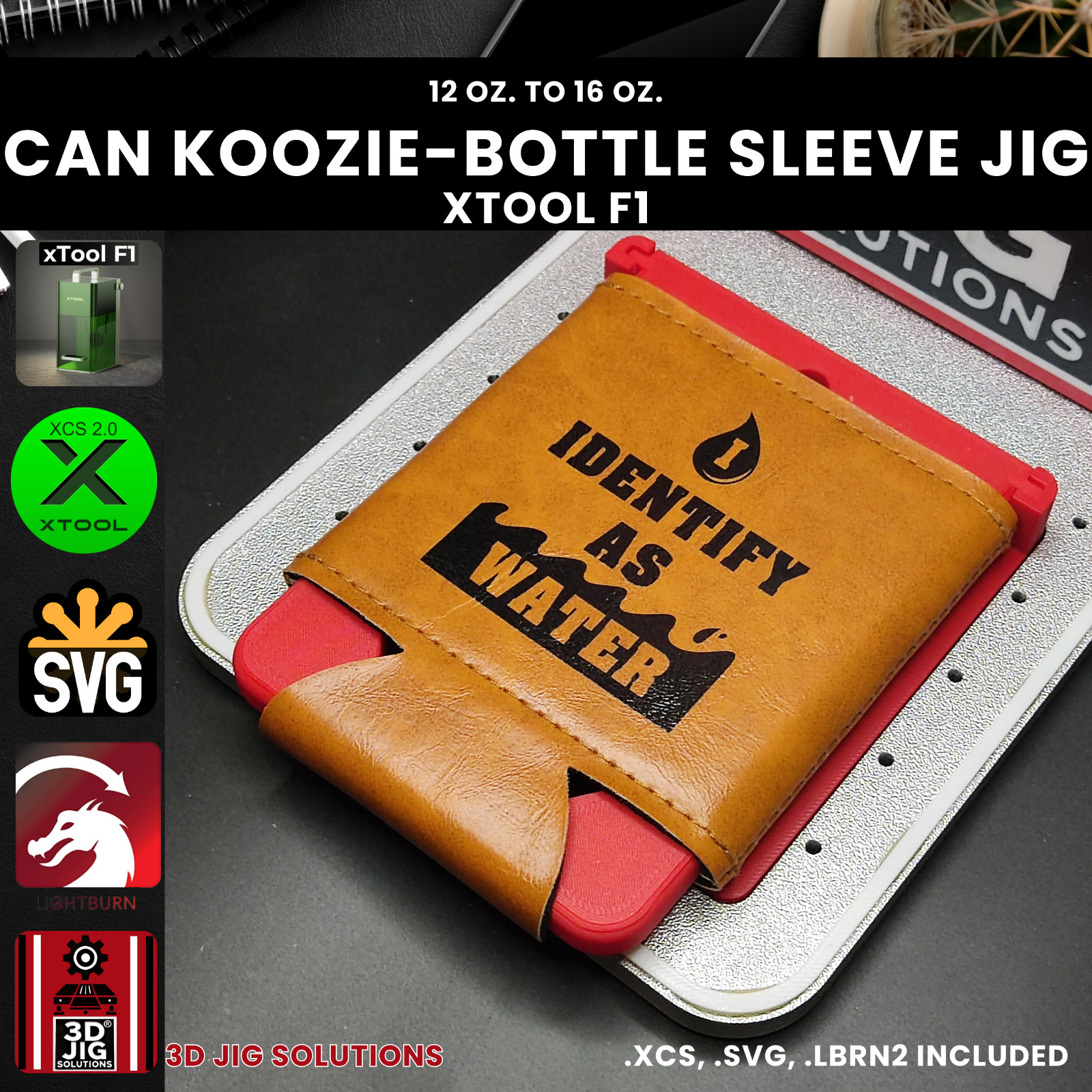 xTool F1 Koozie Jig | Bottle Cooler Laser Engraving Template | Both Sides