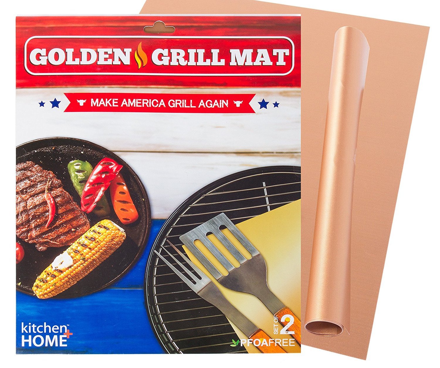 Copper Grill Mat – Set of 2 Nonstick Heavy Duty Reusable FDA Approved Bake Sheet