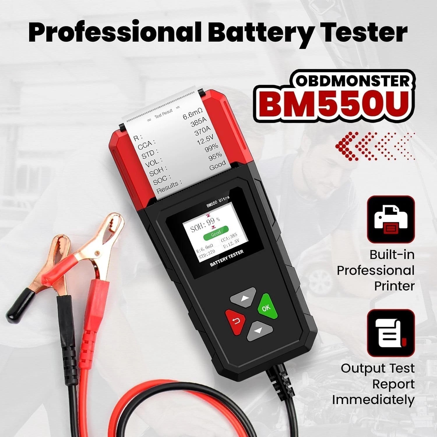 For Volvo Tractor Truck Sedan SUV Car Battery Tester Printer Charge Crank Charge