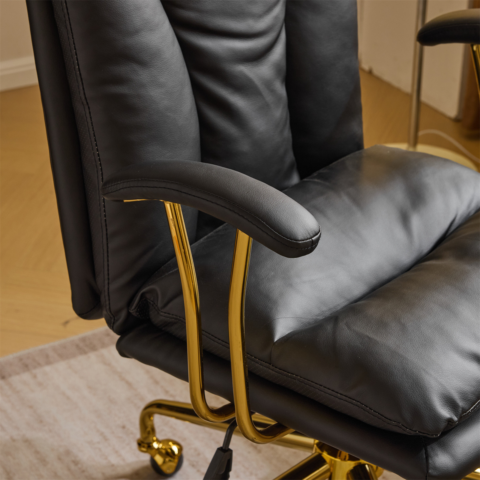 LEADZM Rolling Computer Chair for Home Office, Thick Padded Comfy Desk Armchair