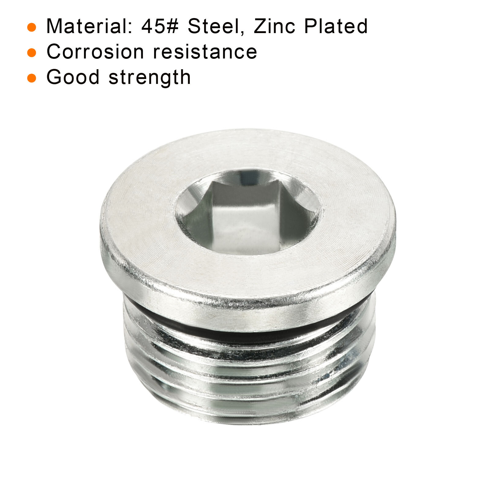 7/8-14UNF Hex Head Pipe Fitting Plug, 2 Pack Male Thread 45# Steel Plug
